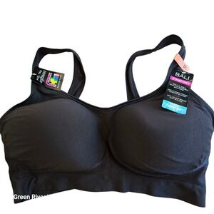 Bali Comfort Revolution Wireless‎ Bra DF3488 Black 3XL Built-Up Smooth Support